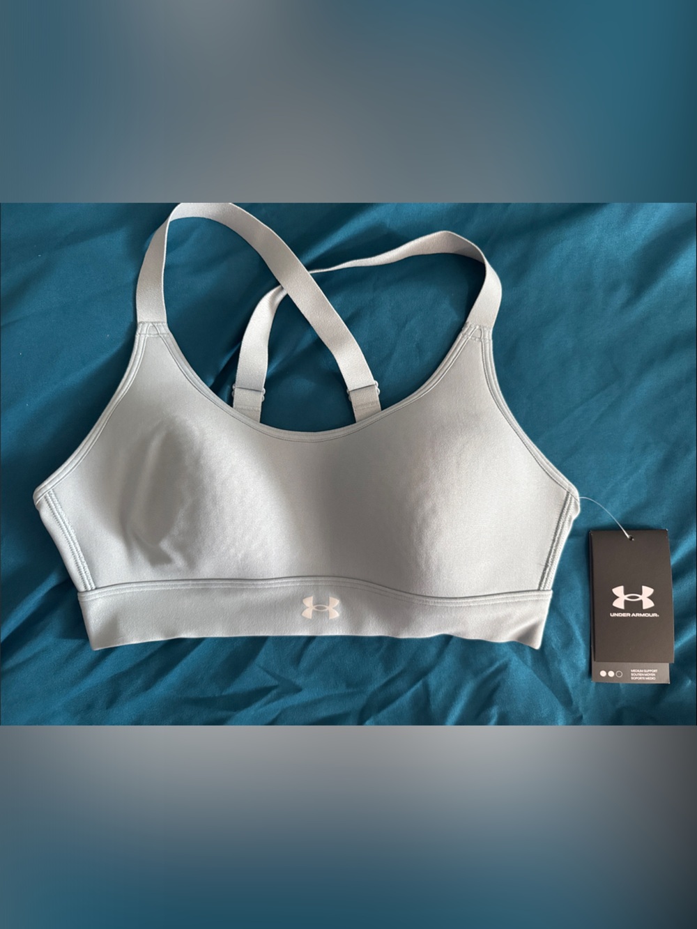 Under Armour Women's Light Blue Gray Supportive Sports Bra
